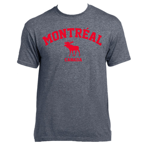Red Montreal Arch Moose Applique On Adult Basic Tee