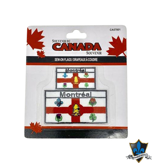 Double Montreal  Flag Iron on Patch - Souvenir Du Quebec, Maple Syrup, Souvenirs, Montreal