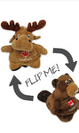 Souvenir Plush Stuffed animal reversible moose and beaver.