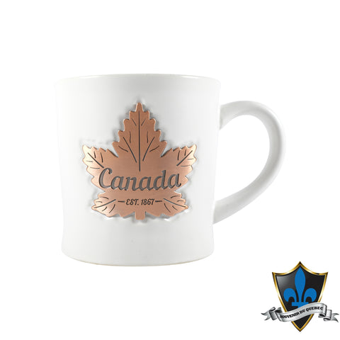 CERAMIC  white Copper Maple Leaf Mug - Souvenir Du Quebec, Maple Syrup, Souvenirs, Montreal